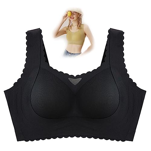 2023 New Sweet Curves Scalloped Bra,Sweetsmooth-Scalloped Design Natural Uplift Bra for Women (XL,Black)