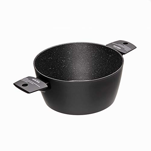 Moneta Yes (Zeus 2.0) Cacerola, Aluminio Antiadherente Reforzado, Color Negro, para todo tipo de cocinas incluida inducción, 20 cm