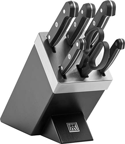 Zwilling 1002453 Gourmet - Bloque de cuchillos autoafilable (7 piezas), color negro