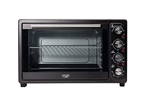 Adler AD6010 Horno Eléctrico de Sobremesa Convección 45 litros, Acero Inoxidable, Asador de pollo, Temporizador, Ajuste de Temperatura, 2000W