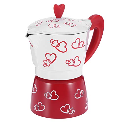 Cafetera de aluminio con encimera de espresso - Corazón rojo Moka Pot Cafetera de estufa italiana Moka Express(S)