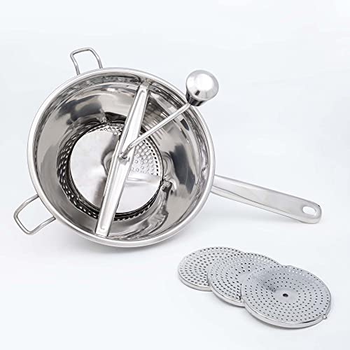 Pasapures Acero Inoxidable de 24cm con 3 Discos/Pasapure para Patatas y Verduras/Pasapures Manual/Colador Chino Cocina