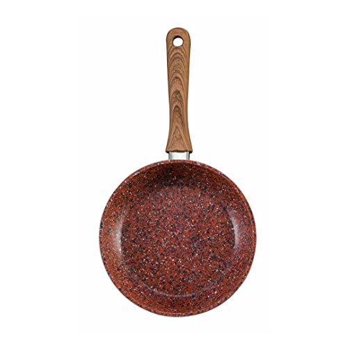 Venteo Copper Stone Pan – Sartén con revestimiento de granito de alta tecnología antiadherente y antiarañazos con efecto cobre – Base de acero inoxidable compatible con todas las luces (24 cm)