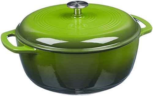 Amazon Basics Redondo Horno holandés de hierro fundido esmaltado, con tapa, 7 L, Verde