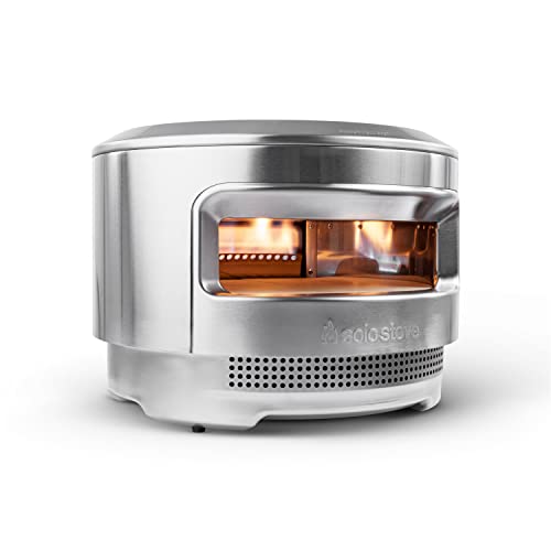 Solo Stove Horno para pizzas Pi | Incl. Horno para pizzas de exterior, set para quema de leña, piedra de pizza de cordierita (13 mm), acero inoxidable, altura: 38,4 cm x diámetro: 52 cm, 13,8 kg