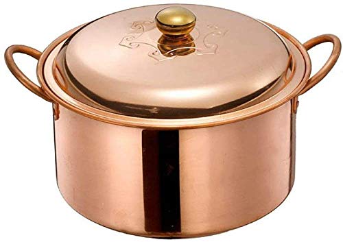 Olla de sopa de cobre hecha a mano, sartén para estofar, olla de cobre gruesa, cacerola de latón, olla de cobre multifuncional, olla caliente de cobre