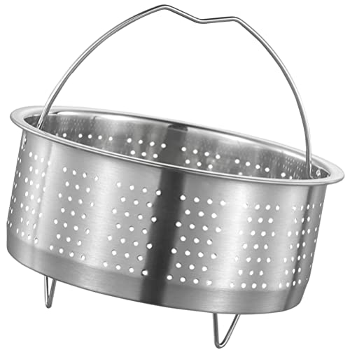 Hemoton Cesta de vapor de acero inoxidable, inserto de vapor de metal, colador de fruta, tamiz para alimentos, hervidor de huevos, albóndigas, utensilios de cocina Dim Sum con asa, 22 cm