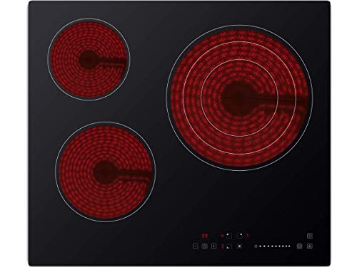 Sauber - Vitrocerámica SEV-01-3 zonas de cocción - Ancho: 60cm - COCINA TODO A LA VEZ 3 ZONAS - SENCILLO FUNCIONAMIENTO CONTROL SLIDER