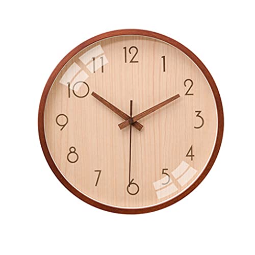 Reloj De Pared Simple De 12 Pulgadas, Silencioso, Sin Garrapatas, Marco De Madera Maciza Alimentado Por Batería, Reloj Redondo, Reloj Moderno Minimalista Nórdico, Hogar, Cocina, Oficina, Escuela, Sala