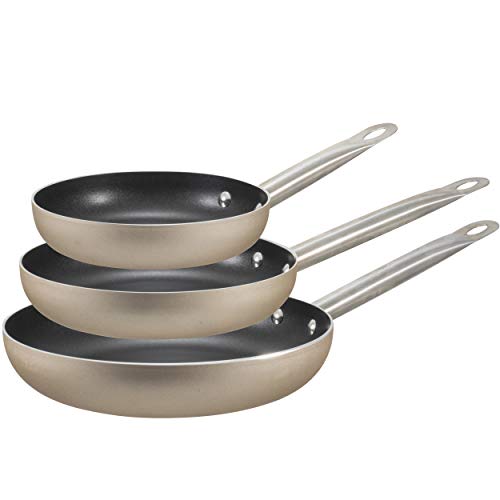 BERGNER Set 3pc sartenes (20,24,28cm) aluminio prensado, apto para inducción, Professional Chef champagne, Beige