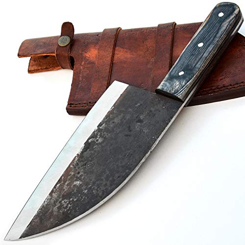 PAL 2000 SMGT- 9832 – Mejor cuchillo de cocina de acero D2 revestido con alto contenido de carbono con funda – Bonito mango de madera de rosa