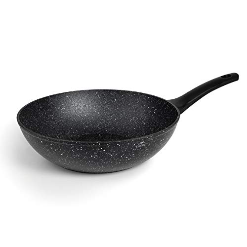 LACOR 26848 - Sarten Wok, Antiadherente, Aluminio forjado de calidad, Apta para todo tipo de cocinas incluído inducción, Full Induction, Ø28cm, Ecológica y sin PFOA, Negro.