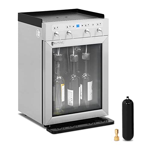 Royal Catering Nevera Para Vinos Refrigerador Vinoteca RC-WDSS4 (Potencia: 120 W, Con dispensador, Para 4 botellas, Acero inoxidable, vidrio y plástico)