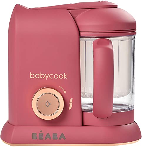 BÉABA Babycook Solo, Robot de cocina infantil 4 en 1, Tritura, cocina y cuece al vapor, Cocción rápida, Comida casera y deliciosa para bebés y niños, Comida variada para tu bebé, Rojo (Litchee)
