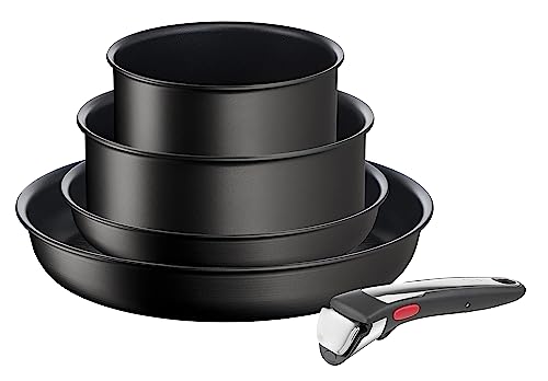 Tefal Ingenio Unlimited On - Juego de 2 sartenes + 2 cazos + Mango extraíble: Sartenes 28 cm, cazos, sartenes antiadherentes, revestimiento titanio, Thermo-signal, apto lavavajillas