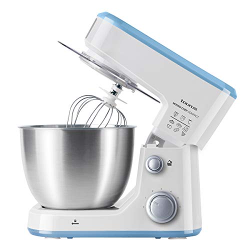 Taurus Mixing Chef Compact - Batidora amasadora con sistema planetario, 5 funciones, 6 velocidades, Función turbo, Bol de 4 l, Acero inoxidable, 500 W