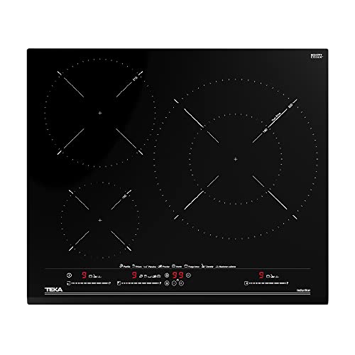 Teka IZC 63632 MST - Placa Inducción MasterSense de 60 cm, 3 Fuegos con Zona Paellera XL, 8 Funciones Directas, Cristal con Bisel Frontal, Fácil de Instalar, Color Cristal Negro