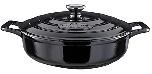 LA CUISINE Negro Pro Saute Qt. Cacerola de Hierro Fundido con Acabado esmaltado, Color, 3.75 Quart