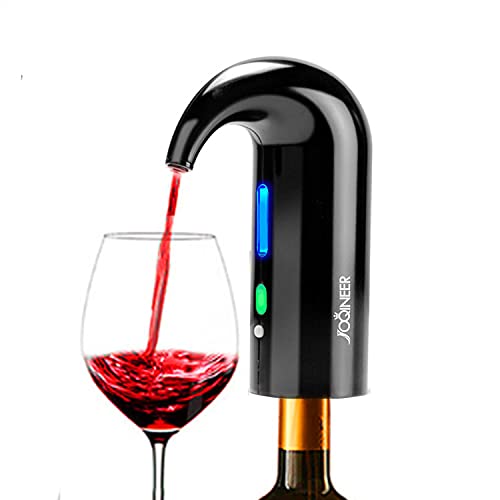Aireador de vino eléctrico decentador, tapón Multi-Smart Decantador de vino automático, vertedor de aireación y boquilla de decantador de,aireador de vino decantador, color negro
