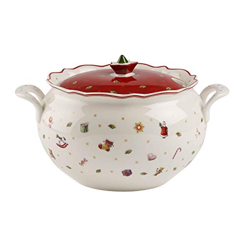 Villeroy & Boch 14-8585-2360 Tarrina Toy's Delight, para Navidad, 3 l, en Festivo Embalaje de Regalo, Porcelana, Blanco/Multicolor