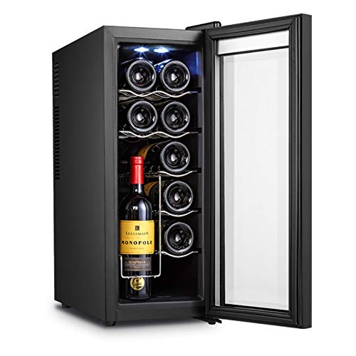 CLING Enfriador de Vino Refrigerador Enfriador Enfriador de encimera Independiente Compacto Mini refrigerador de Vino Capacidad de 12 Botellas Control Digital, Puerta de Vidrio