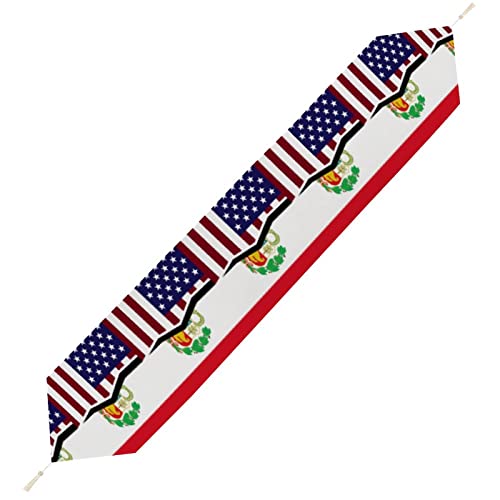 Camino de mesa de la bandera estadounidense y peruana para fiesta, mantel corto de felpa para decoración de mesa, tocador, 229 x 33 cm