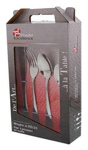 Pradel Excellence 8460 – Cubertería Set de 16 Piezas, Acero Inoxidable