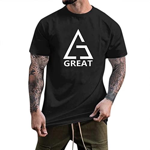 Triángulo impresión T-camisa blusa para hombres verano manga corta cuello redondo ollas camiseta camiseta hombres barato, Negro , XL