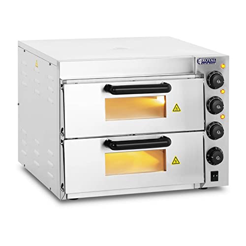 Royal Catering - RCPO-3000-2PS-1 - Horno para Pizza - 2 compartimientos - Arcilla refractaria 40x40x1,5cm