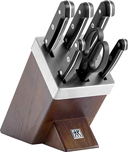 ZWILLING Bloque de cuchillos auto-afilables de 7 piezas, Bloque de madera, Cuchillos y tijeras con mango especial de acero inoxidable/plástico, Gourmet