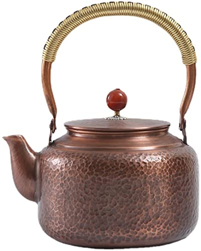 Hervidor de té de cobre vintage para estufa Teteras de té silbantes Estufa de tetera con mango frío de latón Cafeteras Adecuado para estufa de inducción Estufa de gas, para cocina Senderismo Picnic