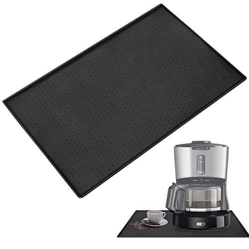 Alfombrilla de silicona debajo de la cafetera, base antideslizante para cafetera automática, accesorios barista con diseño de gránulos para estabilizar la cafetera y proteger la mesa (negro)