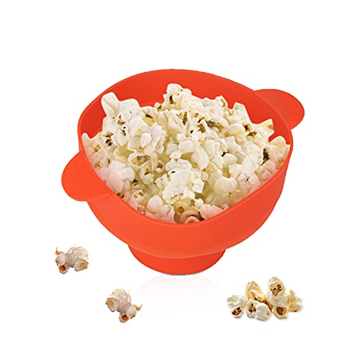 Palomitero Microondas, Silicona Recipiente Tazón de para Hacer Palomitas de Maíz Plegable Bowl con Tapa, 26 x 20 x 14.5 cm