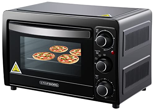 Mini horno de 15 litros para pizza 3 en 1, mini horno, minihorno, bandeja para migas, calor superior/inferior, ahorro de energía, 60 min.Temporizador