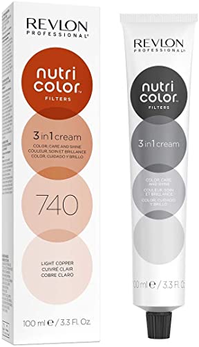 REVLON PROFESSIONAL Nutri Color Filters, Mascarilla de coloración temporal para el pelo, Revive el color del cabello, tono 740 Light Copper, 100 ml