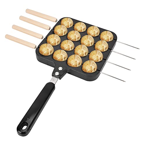 Duokon Takoyaki - Sartén para horno (16 agujeros, antiadherente, 4 agujas para pulpo