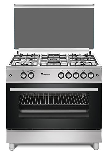 SOLTHERMIC F9L50G2IX COCINA ACERO INOXIDABLE / ANCHO 90 CMS / 5 FUEGOS CON ENCENDIDO AUTOMATICO / HORNO PANORAMICO 115 L. / ENTRGA A DOMICILIO Y RETIRADA DEL USADO GRATIS ALTA GAMA