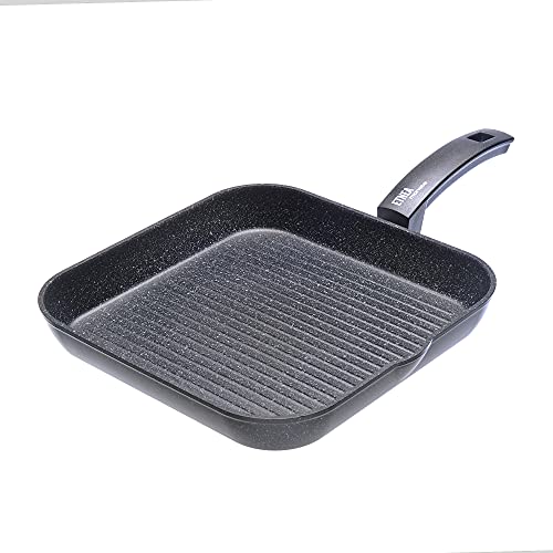 Moneta Etnea, Parrilla Grill, Aluminio, con recubrimiento antiadherente, Negro, 28 cm