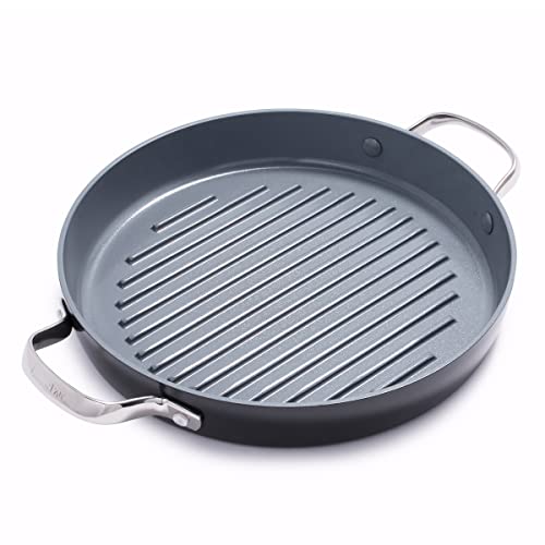 GreenPan Valencia Pro Sartén Redonda de Cerámica Anodizada Dura Antiadherente 28 cm, Sin PFAS, Inducción, Apta para Lavavajillas, Apta para Horno, Gris