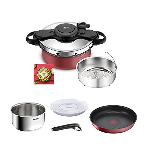 Tefal Ingenio All-In-One - Batería de cocina (8 p, olla antiadherente, cacerola de acero inoxidable, cesta de vapor, tapas, asa, fieltro, 7 estilos de cocción, saludable, apilable, inducción P4704200