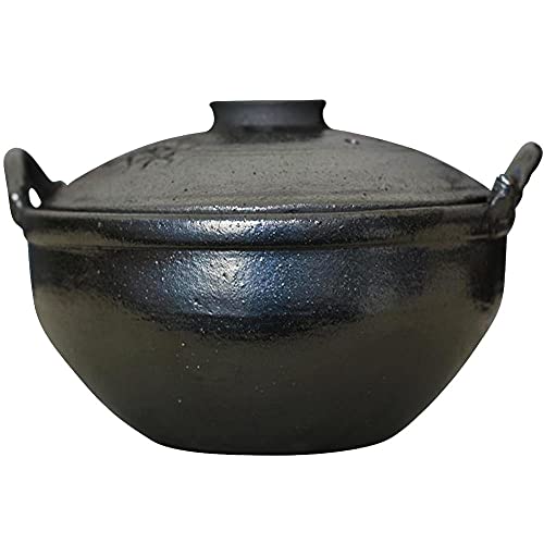 2.5 L Cazuela Para Arroz Caldoso con Tapa,Negro Cazuela Arroz Horno Ø 24cmCazuelas De Barro Para Fuego para Cocinar