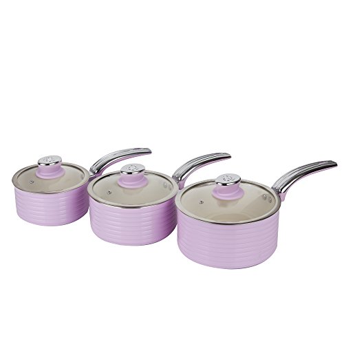 Swan Set de 3 cazuelas, Metal, Rosa