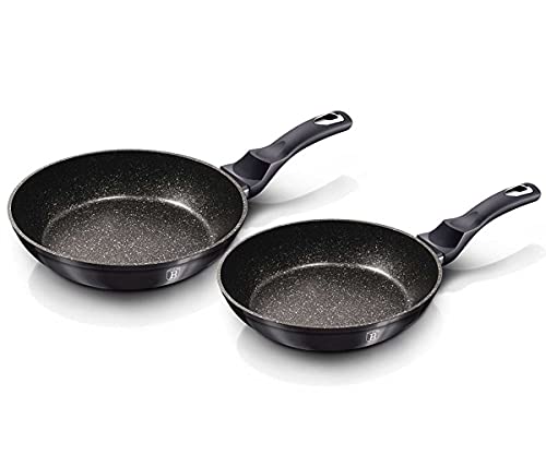 Berlinger Haus Carbon Pro Juego 2 Sartenes Inducción 22-26cm Aluminio Forjado, Antiadherente Ecológico Mármol sin PFOA,Metallic Line para Todas Las Cocinas Vitrocerámica Gas, Gris Metalizado (BH-6908)