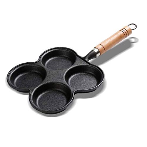 Cast Iron Pan - Black Four-hole Design Flat Bottom Thick Frying Pan Uncoated Non-stick Cookware