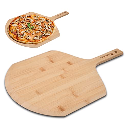 MasterPro Foodies| Tabla de Cortar para Pizzas | Tabla de Bambú | Dimensiones 40 x 28 x 1 cm | Tabla de Madera Resistente | Corta tus Pizzas de Manera Segura y Cómoda
