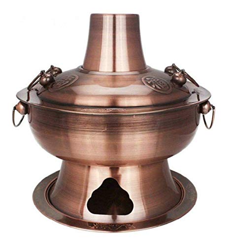 gerenic Vintage Hot Pot Shabu Steamboat Cobre Carbón de leña Sopa de Cocina China Antiguo Grande Cocina Tradicional para Regalo Inusual(Color:Cobre)