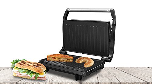 Sogo Sandwichera Eléctrica - Plancha Grill de cocina, Placas Parilla Antiadherentes de 23x14 cm, 750w (SS-7122)