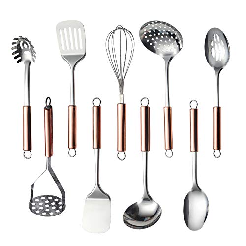 HOMQUEN Juego de Utensilios de Cocina de Acero Inoxidable, 9 - Utensilios de Cocina, Juego de Utensilios de Cocina, Mejor Regalo - Juego de Utensilios de Cocina