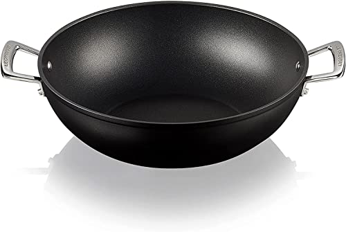 Le Creuset Wok antiadherente endurecido, diámetro 32 cm, aluminio forjado, Negro, 51105320010502