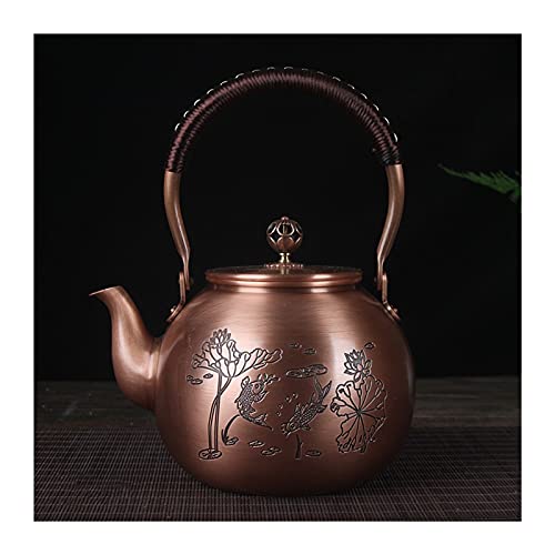 GAJUST Beautiful Cups Teapot 1600Ml Antique Pure Copper Tea Kettle Teapot Health Boiling Water Pot Handmade Carved Tea Pot Red Copper Tea Set Tea Kettle/Estilo-8